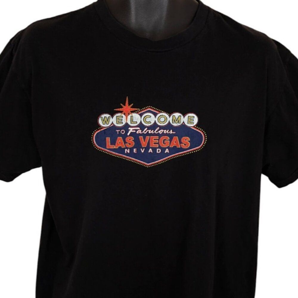 Las Vegas T Shirt Mens Size Large Black Travel Destination Souvenir Tee